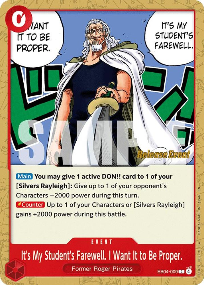 It's My Student's Farewell. I Want It to Be Proper. One Piece TCG Card