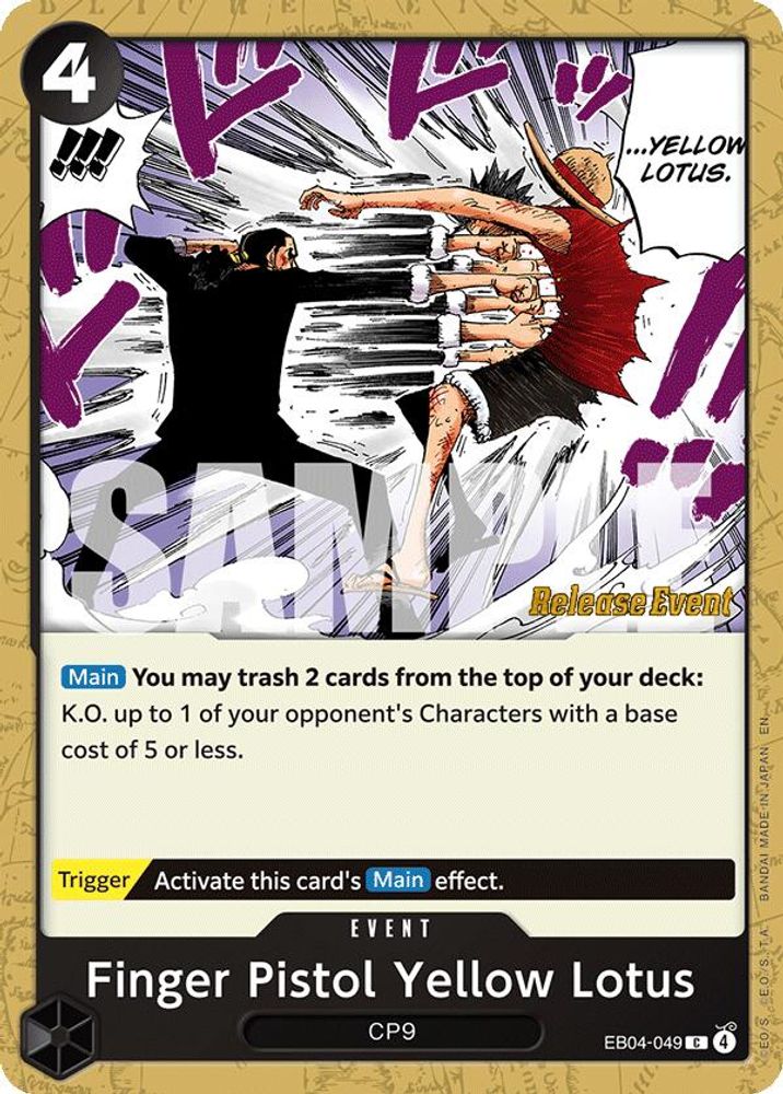 Finger Pistol Yellow Lotus One Piece TCG Card