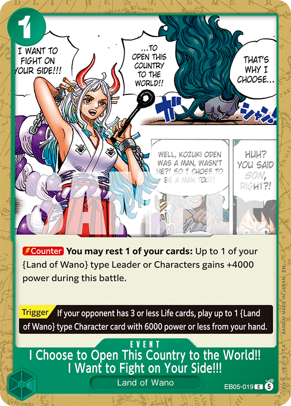 I Choose to Open This Country to the World!! I Want to Fight on Your Side!!! One Piece TCG Card