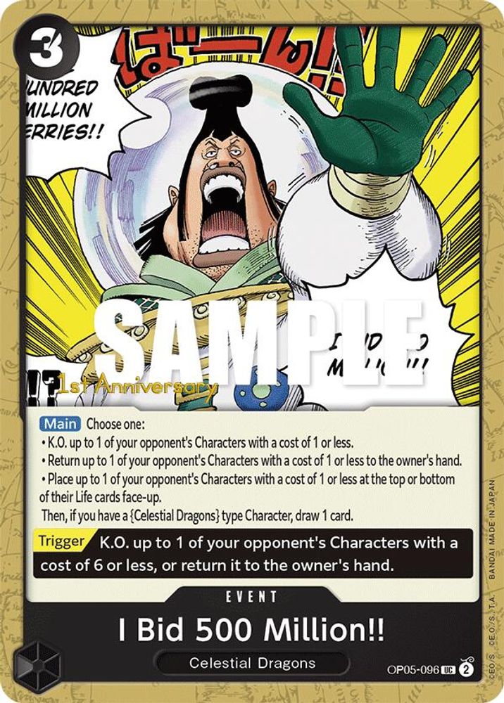 I Bid 500 Million!! One Piece TCG Card