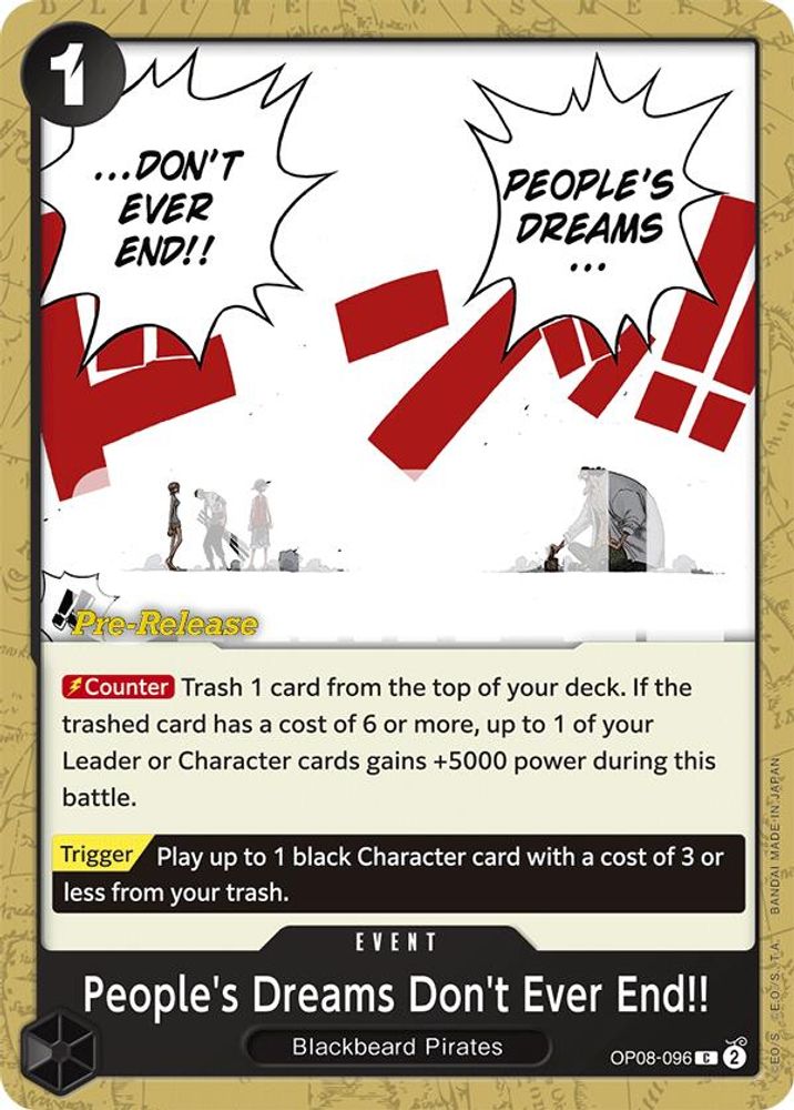 People's Dreams Don't Ever End!! One Piece TCG Card