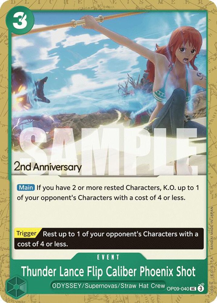 Thunder Lance Flip Caliber Phoenix Shot One Piece TCG Card