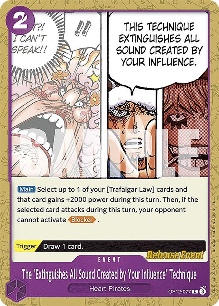 The "Extinguishes All Sound Created by Your Influence" Technique One Piece TCG Card