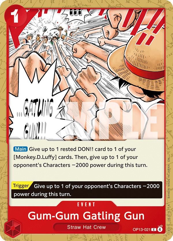 Gum-Gum Gatling Gun One Piece TCG Card