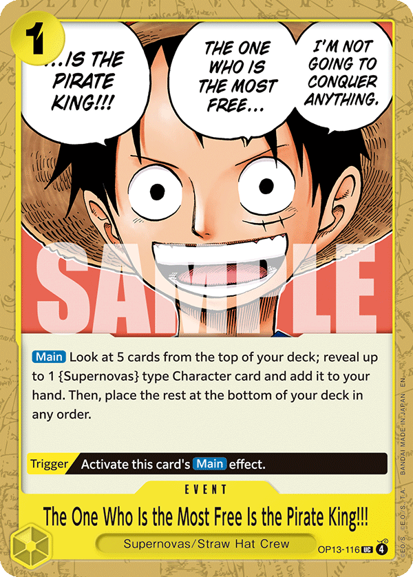 The One Who Is the Most Free Is the Pirate King!!! One Piece TCG Card