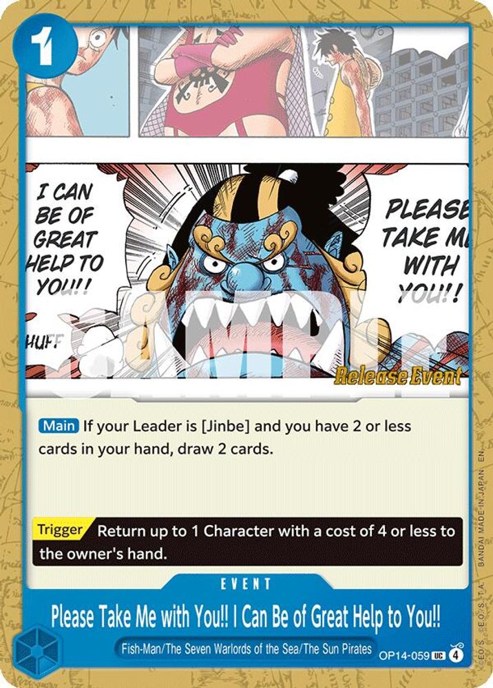 Please Take Me with You!! I Can Be of Great Help to You!! One Piece TCG Card