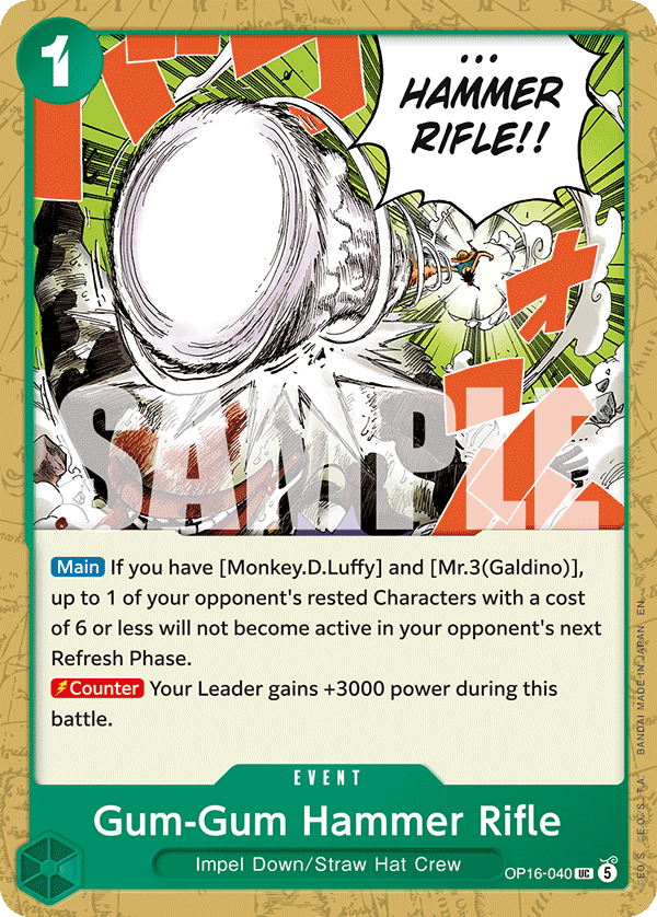 Gum-Gum Hammer Rifle One Piece TCG Card