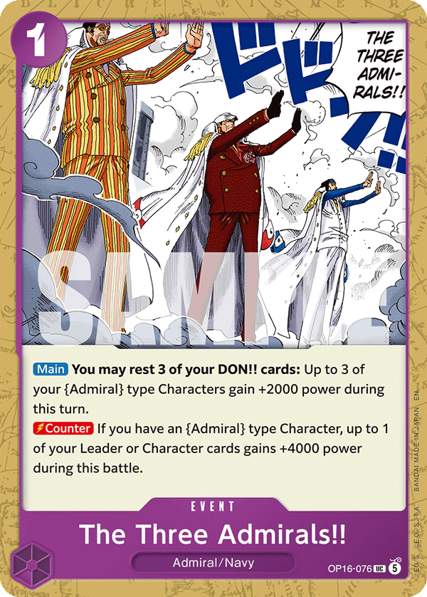 The Three Admirals!! One Piece TCG Card