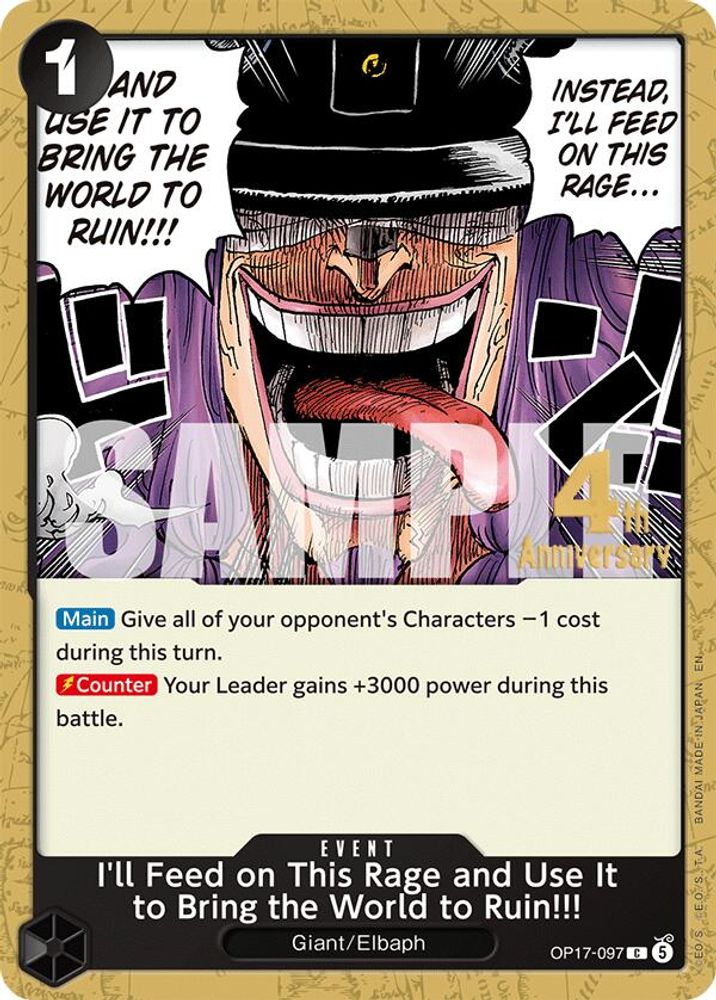 I'll Feed on This Rage and Use It to Bring the World to Ruin!!! One Piece TCG Card